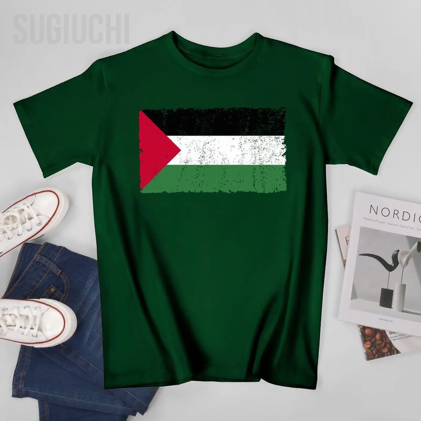 Unisex Men Palestine Flag Proud Palestinian Gaza Arabic Tshirt Tees T Shirts Women Boys 100% Cotton T-Shirt
