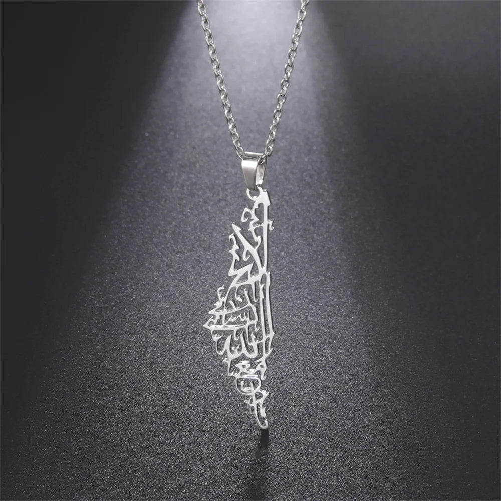 My Shape Palestine Map Pendant Necklaces for Women Men Stainless Steel Hollow Map Necklace Choker Chain Male Jewelry Wholesale