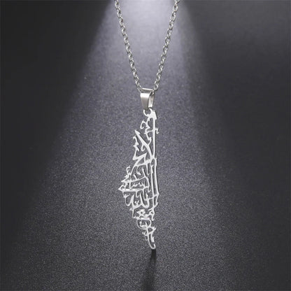 My Shape Palestine Map Pendant Necklaces for Women Men Stainless Steel Hollow Map Necklace Choker Chain Male Jewelry Wholesale