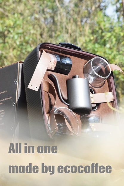 The Luxe Brew – Coffee Gift Box Set with Grinder & Glass Drip Filter