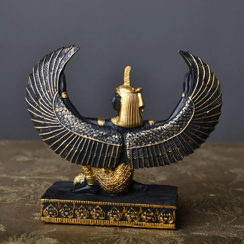 Isis & Obelisk Resin Sculpture – Ancient Egyptian Goddess of Motherhood & Marriage Decor