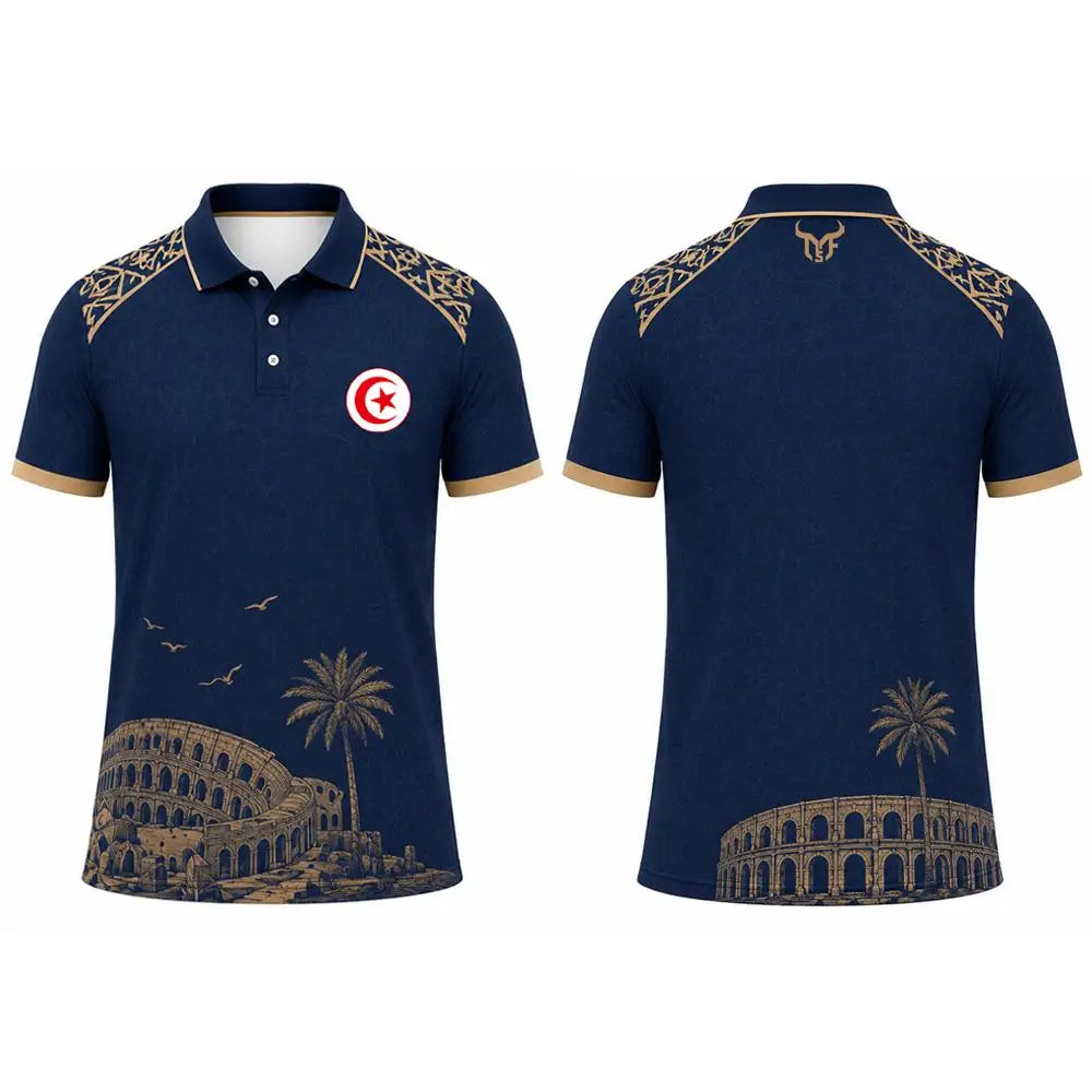 Tunisia Flag & Cityscape Polo – Unisex Breathable Short Sleeve Top