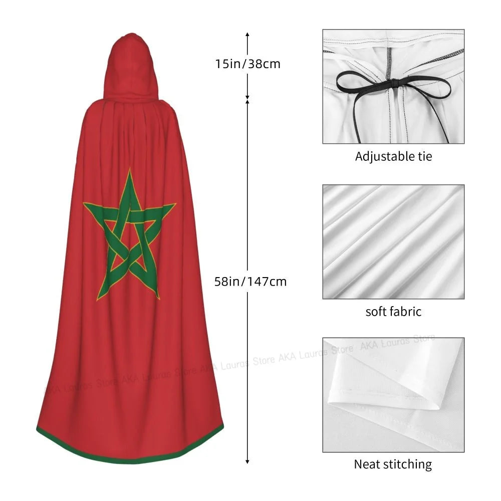 Adult Vampire Cape Hooded Robe Halloween Morocco Cloak Full Length Cosplay