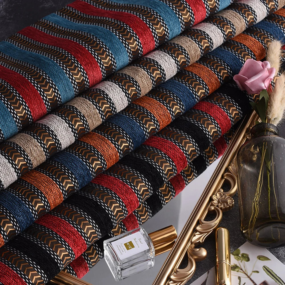 148x100cm Thickener Chenille Jacquard Sofa Fabric Cloth Stripe Luxury Anti-Slip Sofa Cover Boho Fabric Set Luggage DIY Clothing