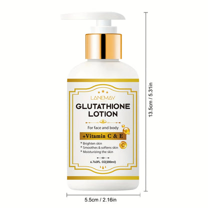 Glutathione Lotion with Vitamin C&E - Brightening, Hydrating & Face & Body Moisturizer for Dry, Cracked Light Beige,Paraben-Free