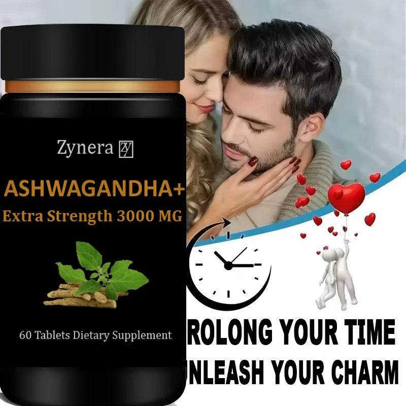 Ashwagandha 3000mg Extract 60 Tablets,Male Stamina, Energy, Strength & Performance, Fast Acting Enlargement Support Men Healthy