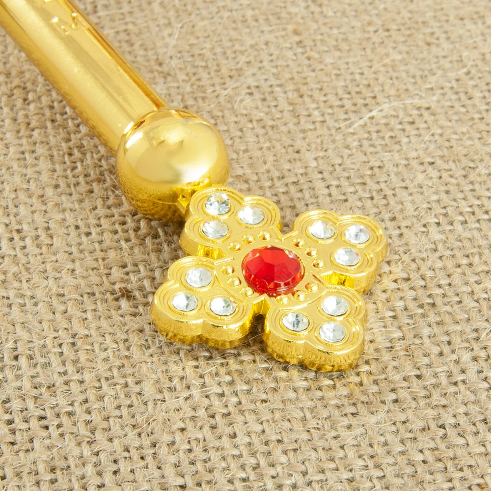 HTISOK Orthodox Cross Gold Plated Jesus Crucifix Statue with Crystals for Worship Prayer Church Home Table Decor Orthodox Cross