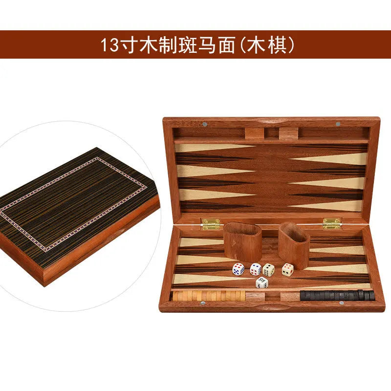 11/13/15/17/19 Inch Wooden Backgammon Set - Classic Board Game for Home & Party Entertainment