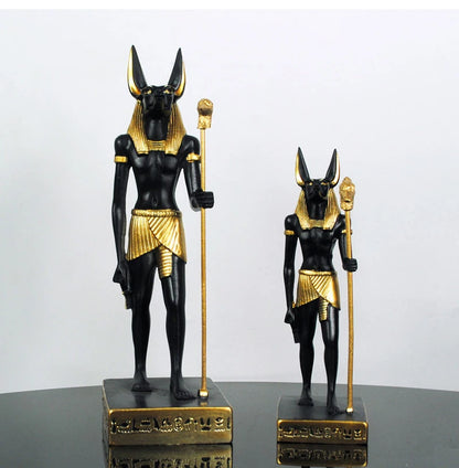 Anubis Resin Sculpture – Egyptian Jackal Guardian & Pyramid Decor