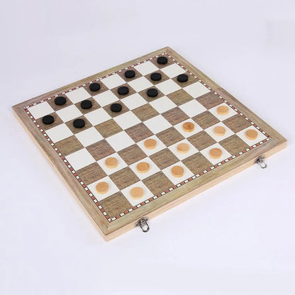 Portable International Chess / Checkers / Backgammon 3 in 1 Set with Foldable