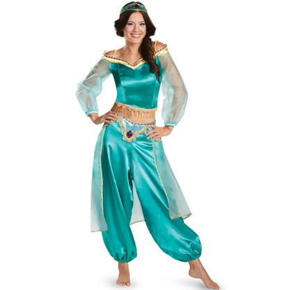 Adult Princess Jasmine Cosplay Costume, Aladdin Jasmine Dress, Women's Halloween Role Play Stage Performance Outfit