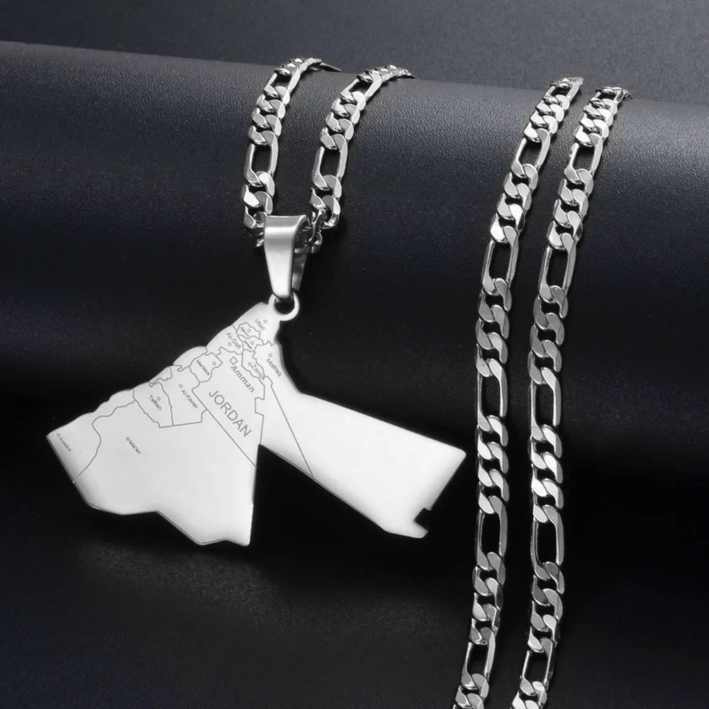 Hashemite Kingdom Map Pendant – Unisex Jordanian Necklace, Anniyo