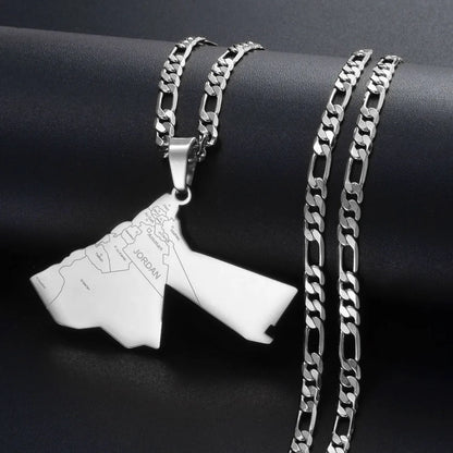 Hashemite Kingdom Map Pendant – Unisex Jordanian Necklace, Anniyo