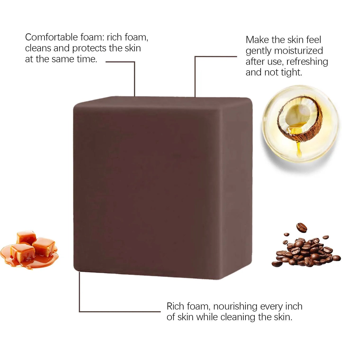 Coffee Skin-Nourishing Essential Oil Soap: Moisturizing, Water-Locking, Soothing for Sensitive Skin, with Rich & Dense Lather an