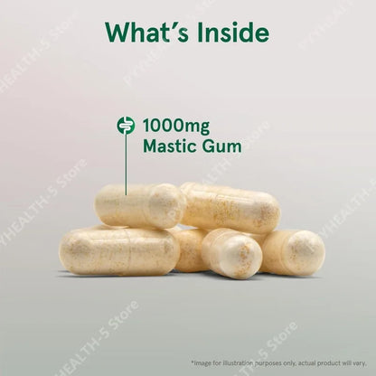 Mastic Gum 1000 mg, 60 Veggie Caps, Digestive Tract Support for Stomach and Duodenal Health, 30 Servings Dietary Supplement