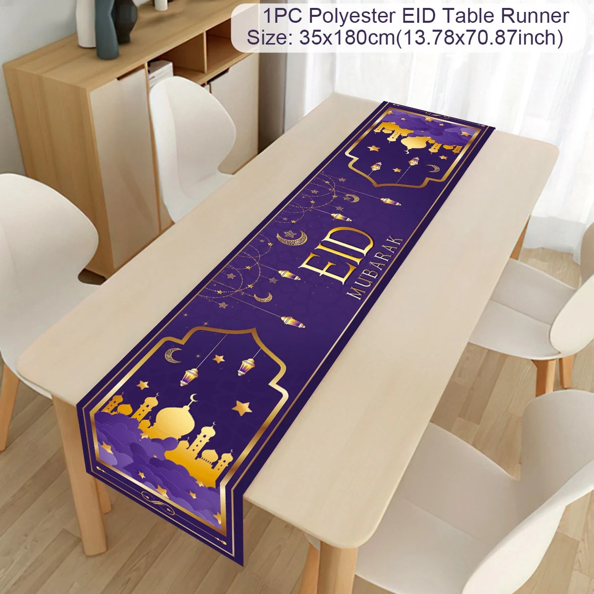 EID Mubarak Decoration Table Runner Ramadan Decor 2024 For Home Tablecloth Ramadan Kareem Islamic Muslim Party Eid Al-Fitr Gifts