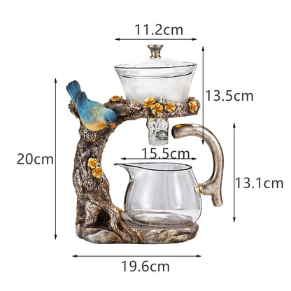 Kungfu Glass Tea Set Magnetic Diversion Rotating Semi Automatic Glass Teapot for Table Decor Office Birthday Gift New Year Home