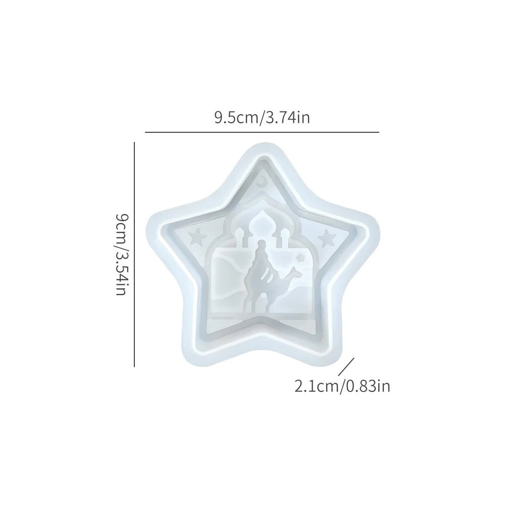 Arabic Star Moon Relief Candle Mold Islamic Mosque Camel Silicone Mold for DIY Gypsum Soap Candle Making Middle Eastern Decor