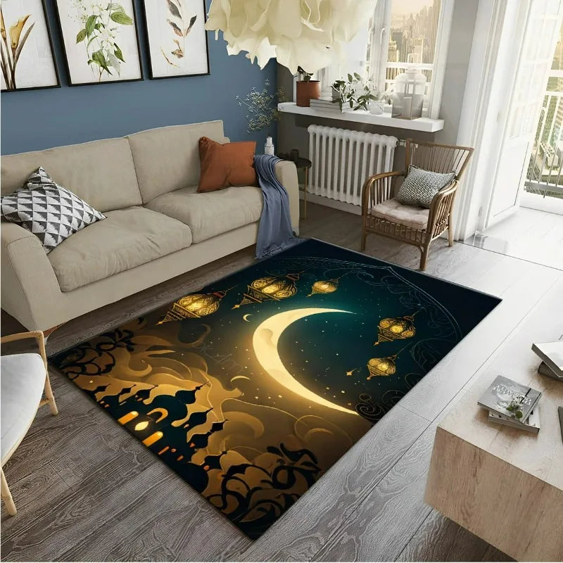 Muslim Prayer Rug – HD Printed Ramadan Worship Carpet | Non-Slip Washable Floor Mat for Living Room, Bedroom & Home Decor