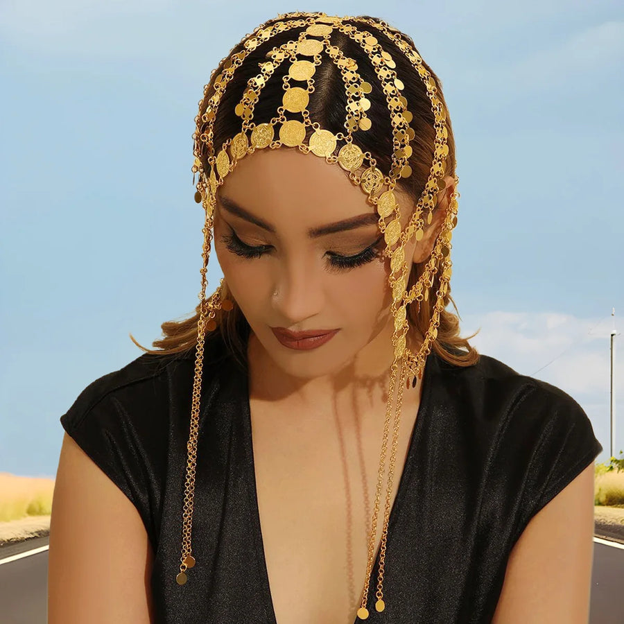 Crown of the East – Gold Coin Headdress for the Arab Bride in America