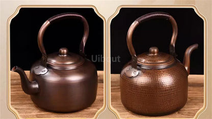 3L Pure Red Copper Boiling Kettle Handmade Vintage Copper Pot Home Teapot For Gas/Induction Cooker Tea Infuser Health Tea Kettle