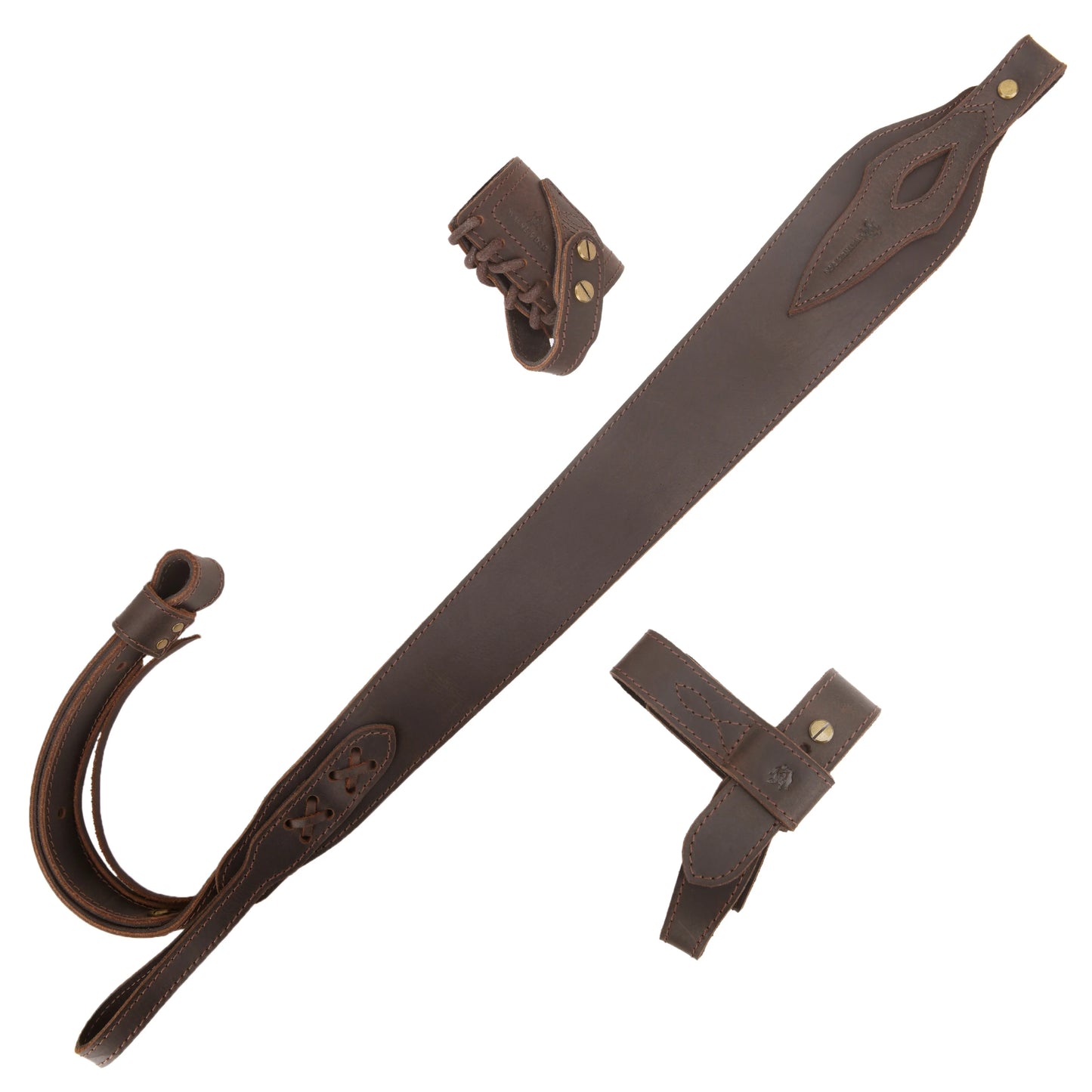 WAYNE'S DOG 1 Combo LeatherRifle Gun No Drill Harnessed Buttstock Holder with Barrel Mount with Matched Gun Sling Shoulder Strap