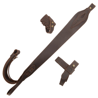 WAYNE'S DOG 1 Combo LeatherRifle Gun No Drill Harnessed Buttstock Holder with Barrel Mount with Matched Gun Sling Shoulder Strap
