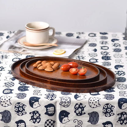 Oval Serving Trays Tableware Dessert Tea Saucer Coasters Coffee Coasters Wooden Plate Storage Food Display Home Hotel Decor