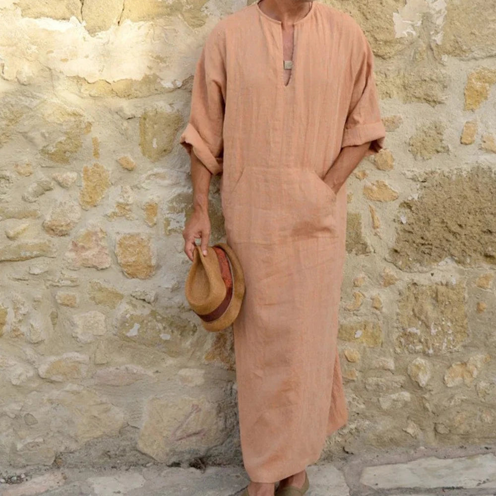 Short Sleeve Solid Color Men Muslim Islamic Kaftan Robe Jubba Thobe Kaftan Muslim Robe Casual Dubai Saudi Arabia Abaya Robes 5XL