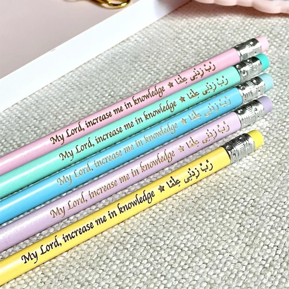 10Pcs Rabbi Ziddni Ilma Pencils Islamic Arabic Gift Students Teacher Muslim Kids Dua Pencil Ramadan Kareem Happy Eid Iftar Gift