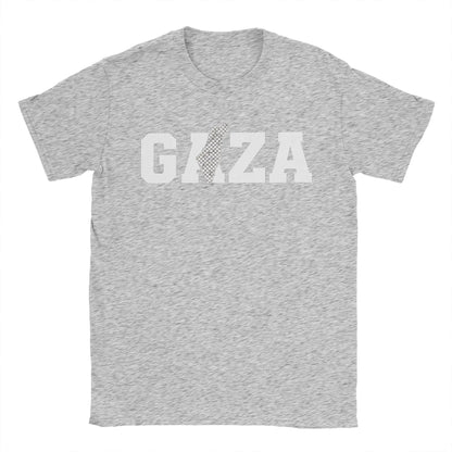 Palestine Gaza Typography T-Shirt Men  Novelty 100% Cotton Tee Shirt O Neck Short Sleeve T Shirt Graphic Clothing