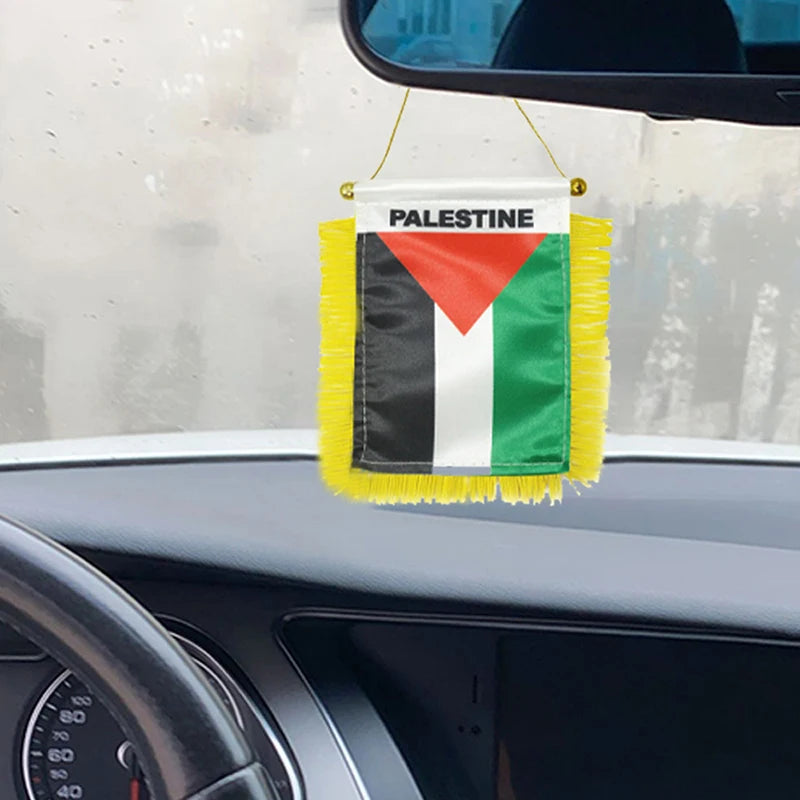 1Pcs Palestine Small Hanging Flag Double Sided Tassel With Sucking Disc Car Decoration Mini Pennant