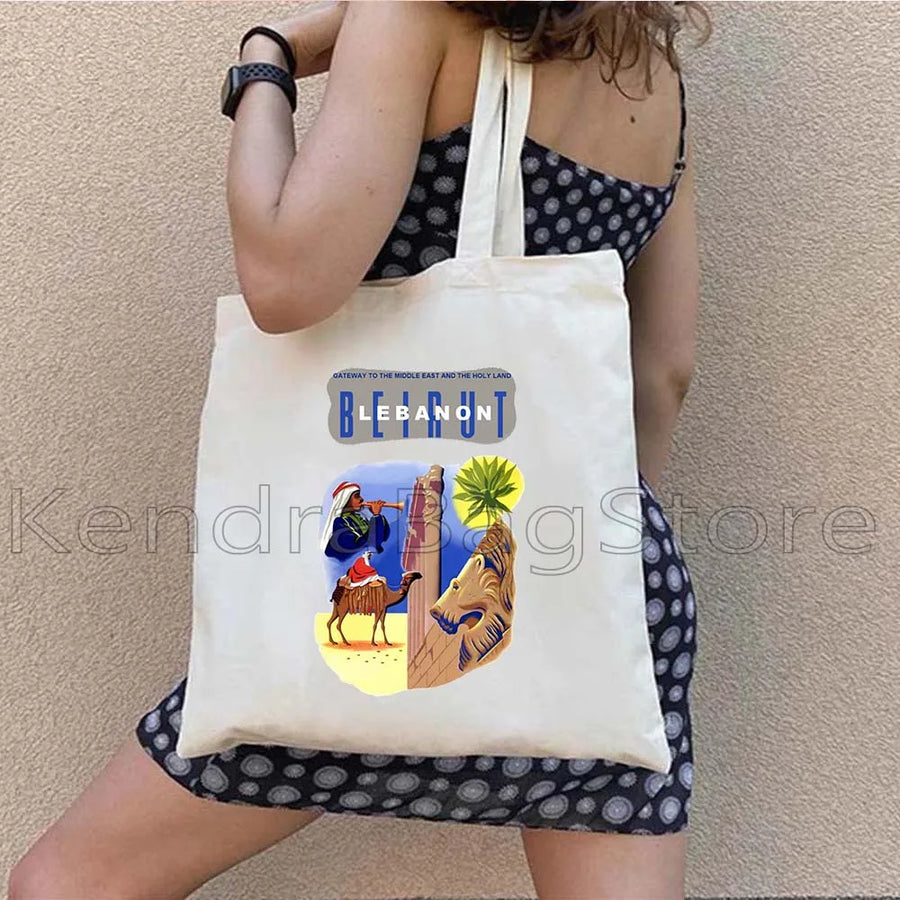 Ya Beirut – Lebanon Flag Heart Canvas Shoulder Tote