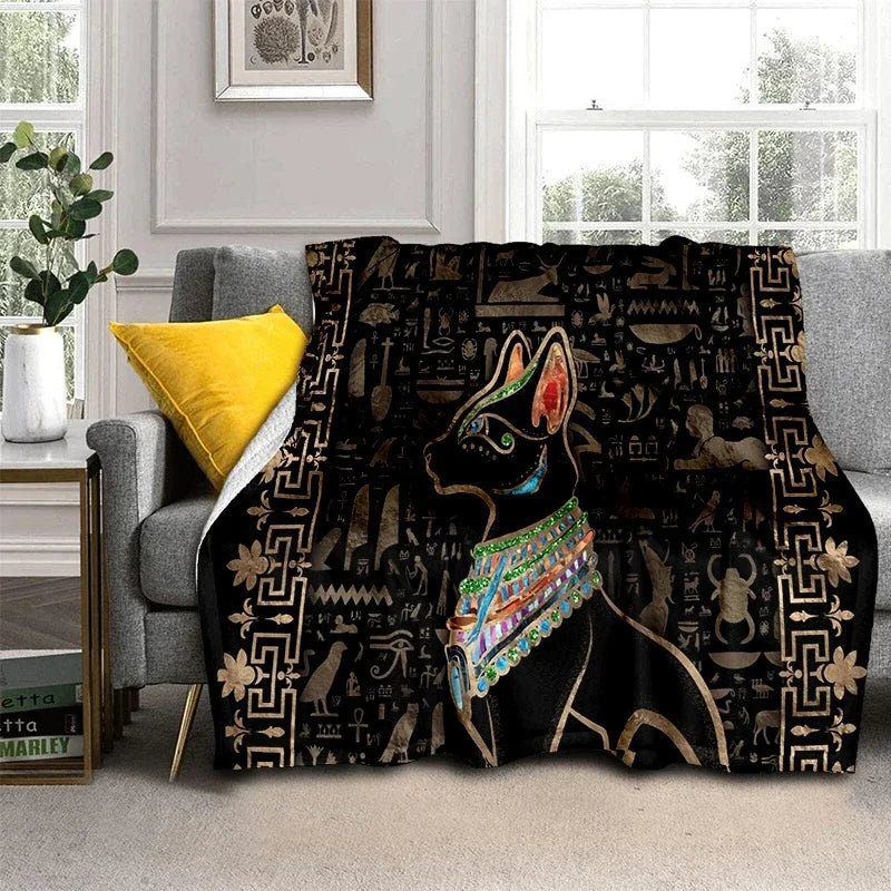 Pharaoh Hieroglyphic Egyptian Mythology Soft Flannel Blanket for Beds Bedroom Sofa Picnic,Throw Blanket for Outdoor Leisure Gift
