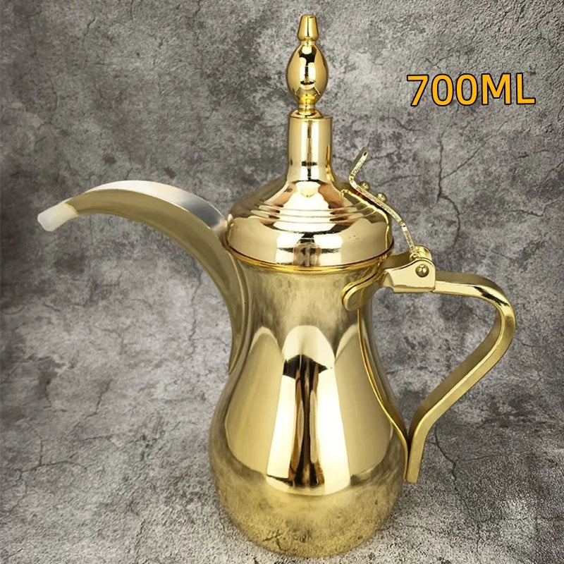Golden Arabic Coffee Kettle – 304 Stainless Steel, Long Spout, 500/700ml