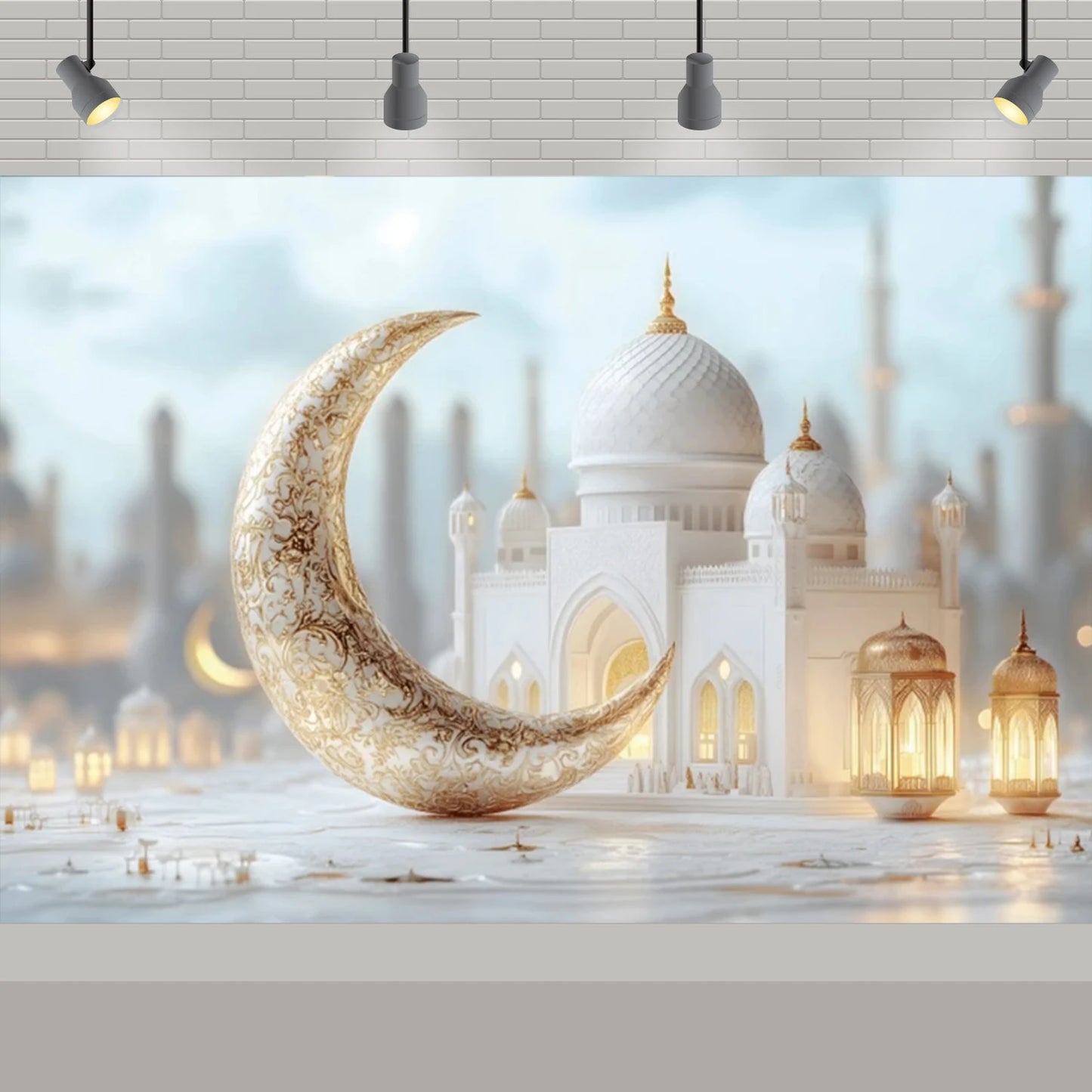Arabic Aladdin Muslim Gold Mosque Background Fabric Princess Birthday Party Gift Photography Prop Decoration Banner Girl Poster