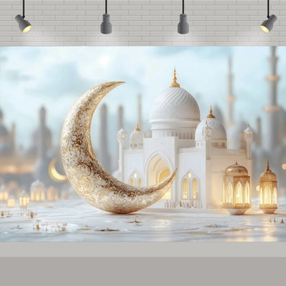 Arabic Aladdin Muslim Gold Mosque Background Fabric Princess Birthday Party Gift Photography Prop Decoration Banner Girl Poster