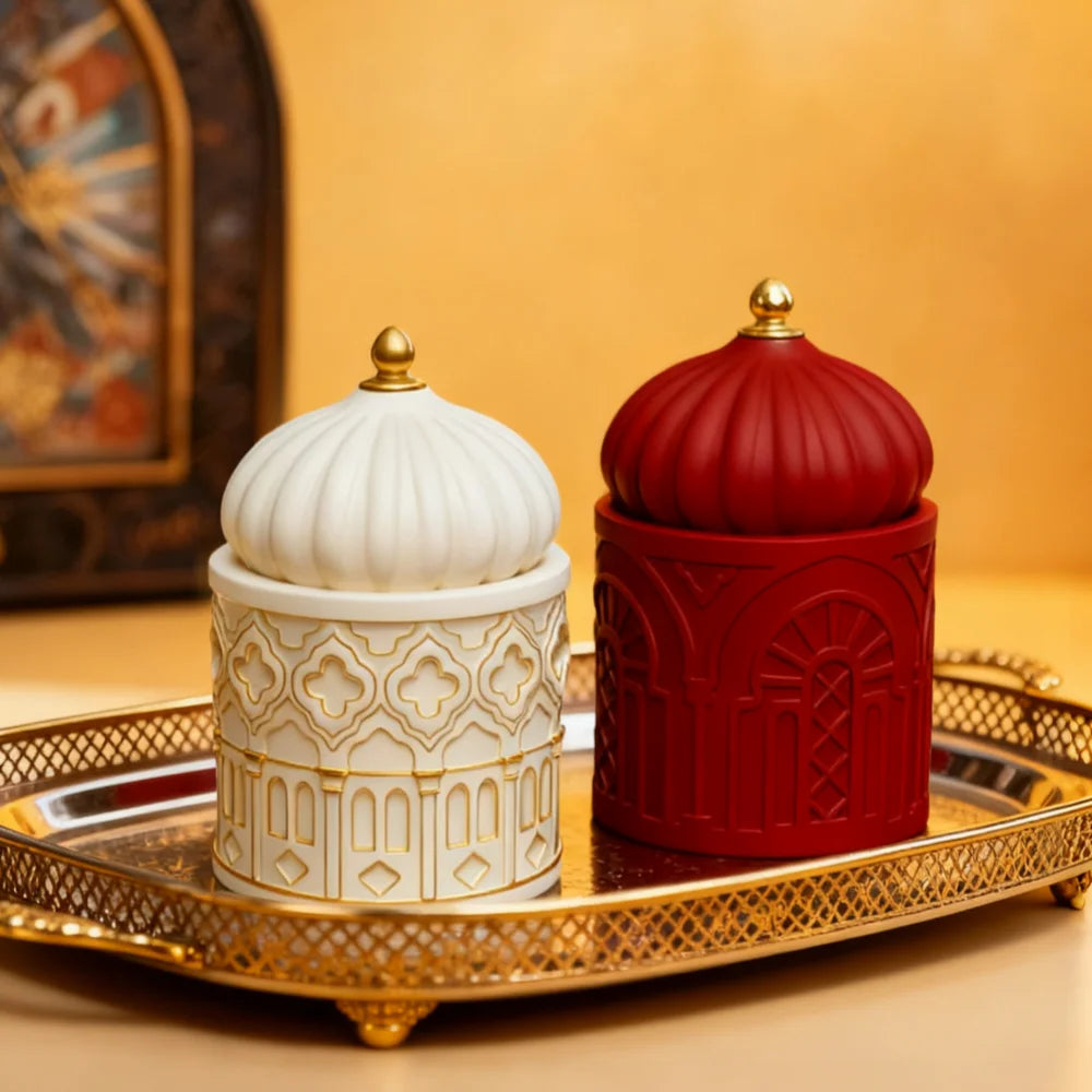 S0242 Novidades Islamic Style Storage Jar Resina Molde Jewelry Trinket Container Vase Box Candle Pot Mold with Lid for DIY Craft
