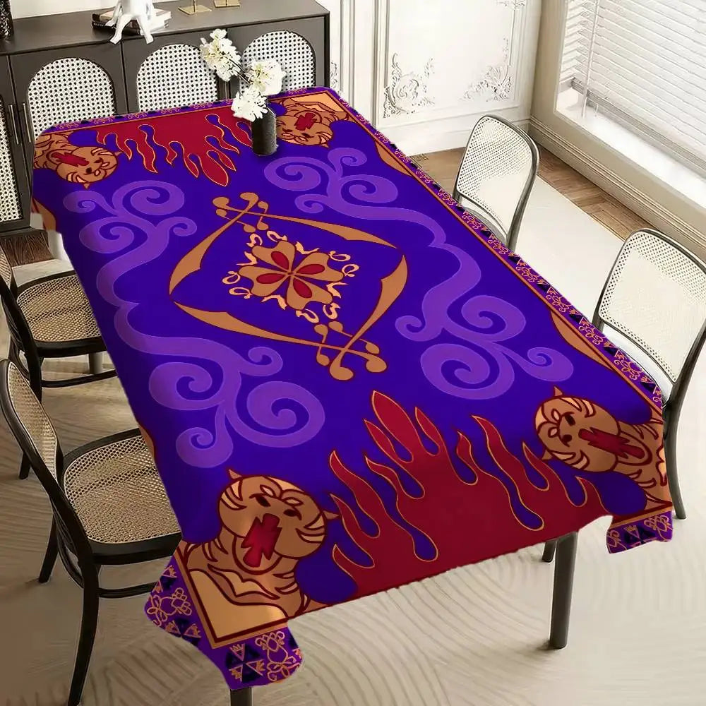 Flying Carpet Aladdin Rectangle Tablecloth - Waterproof, Easy Clean For Home Dinners, Parties & Outdoor Picnics