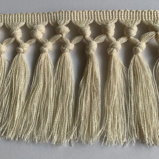 The Cotton Tassel Fringe Trim – DIY Lace & Knot Border for Garments & Decor, 3 Yards