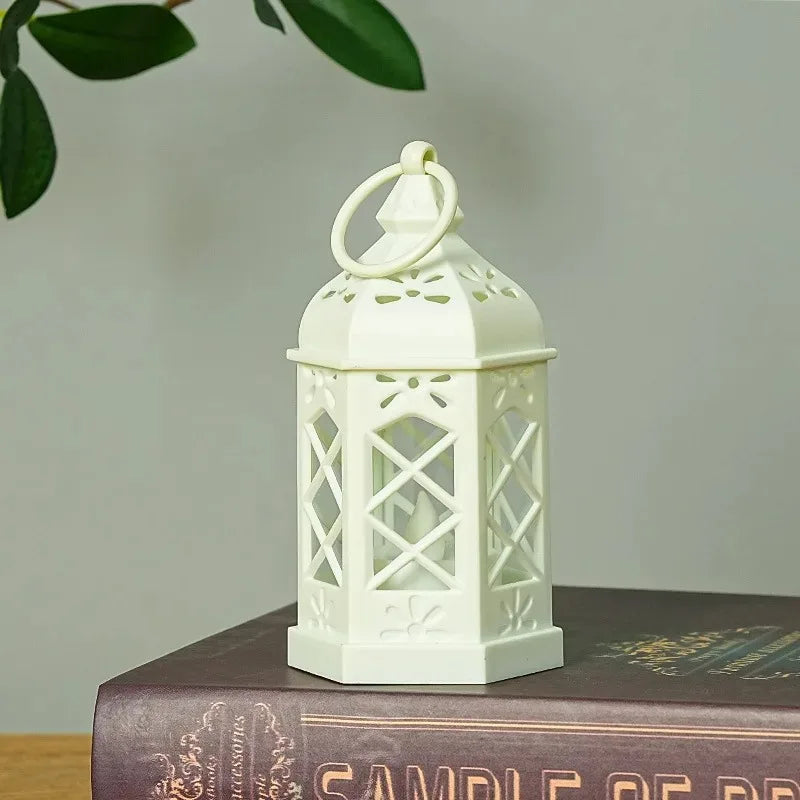 Retro Desktop Lamp Atmosphere Decoration Creative Gift Hexagonal Wind Candle Led Wind Lamp Portable Small Horse Lamp.