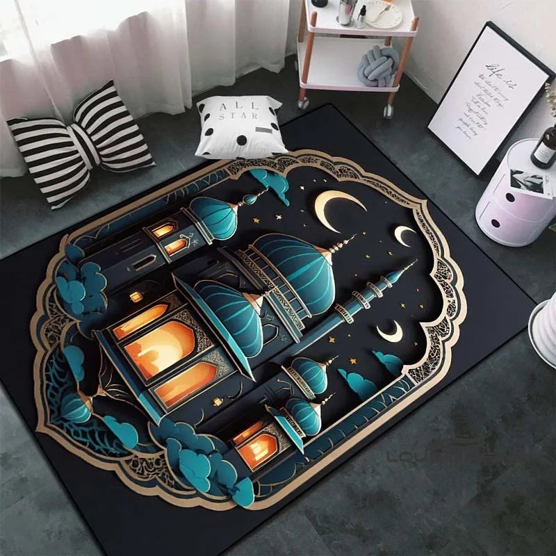 Soft Islamic Prayer Rug for Muslim Women, Elegant Carpet, Home Decoration Portable Prayer