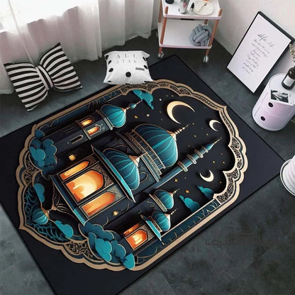 Soft Islamic Prayer Rug for Muslim Women, Elegant Carpet, Home Decoration Portable Prayer