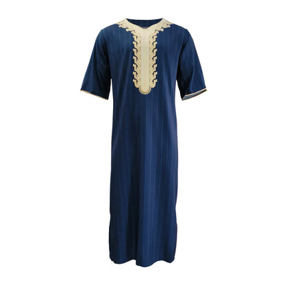 Men's Luxury Graphics Muslim Robes Arab National Loose Casual V-Neck Mid-sleeved Retro Ethnics Jumpsuit Summer M-4XL 2025 New