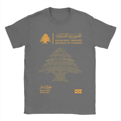 Lebanese Lebanon Passport Flag Men T Shirt  Vintage Tee Shirt Short Sleeve Round Neck T-Shirt Pure Cotton New Arrival Clothes