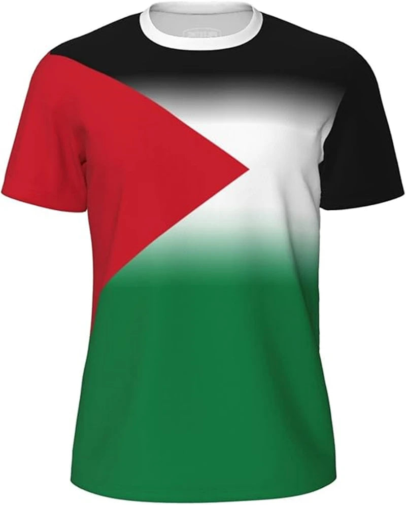 Fashion Palestine Flag Football T Shirts Trend Summer Short Sleeve National Emblem 3D Printed Sports Tees Loose Breathable Tops
