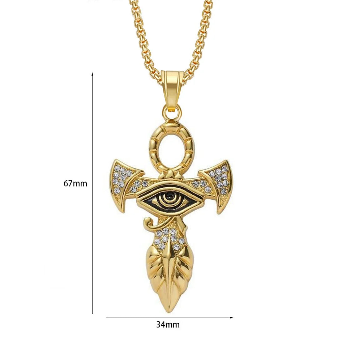 Gold Ankh Cross Pendant – Stainless Steel Key of Life Necklace for Men & Women