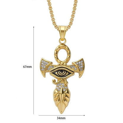 Gold Ankh Cross Pendant – Stainless Steel Key of Life Necklace for Men & Women