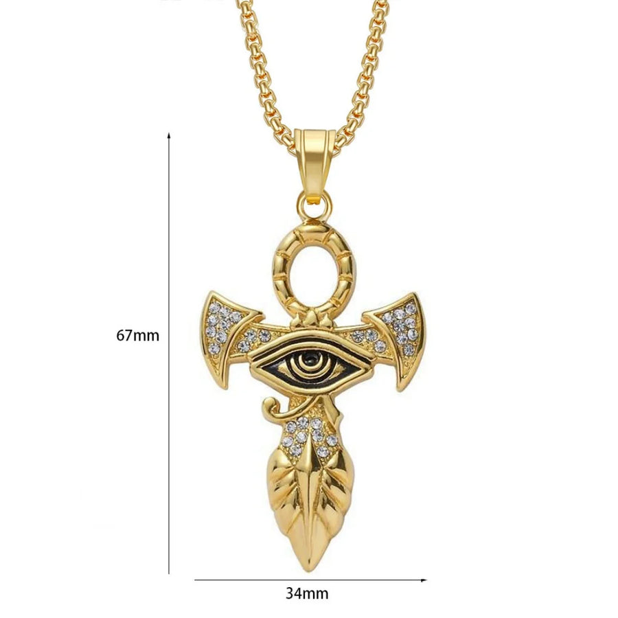 Gold Ankh Cross Pendant – Stainless Steel Key of Life Necklace for Men & Women