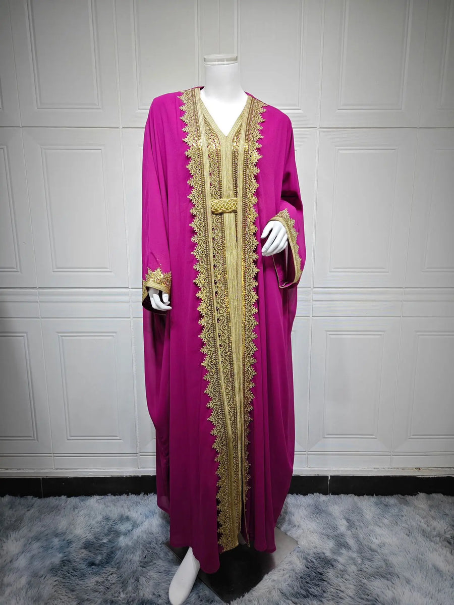 Eid Grace – 2-Piece Lace-Up Cardigan Set for the Muslim Woman